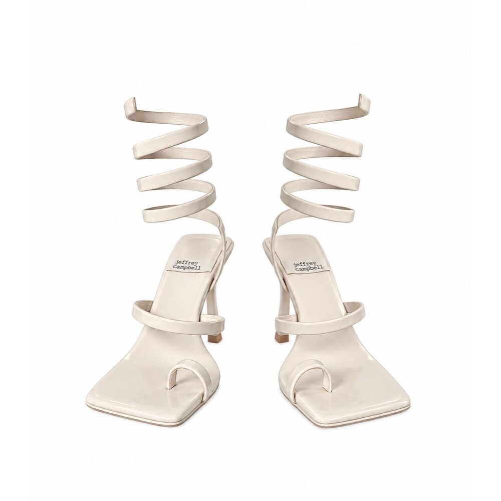 Jeffrey Campbell Ivory Spiral Wrap Heels Women 8.5 Y2K Strappy Stiletto Sandals